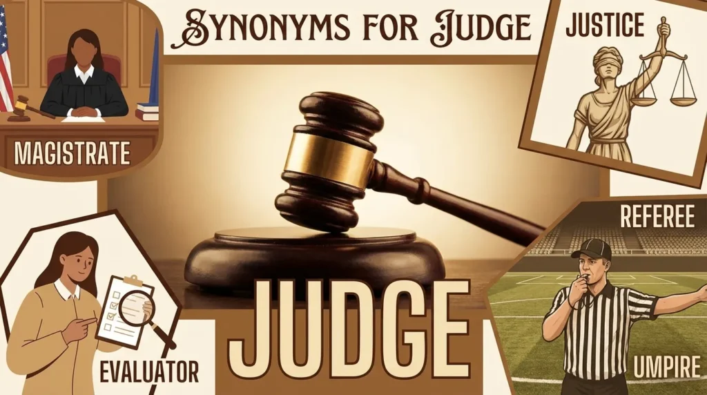 synonyms for judge