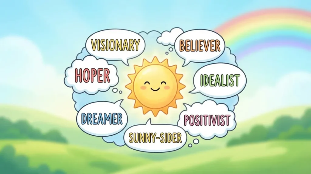 synonyms for optimist