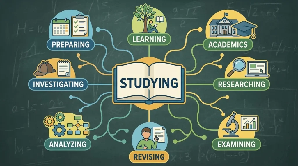 synonyms for studying