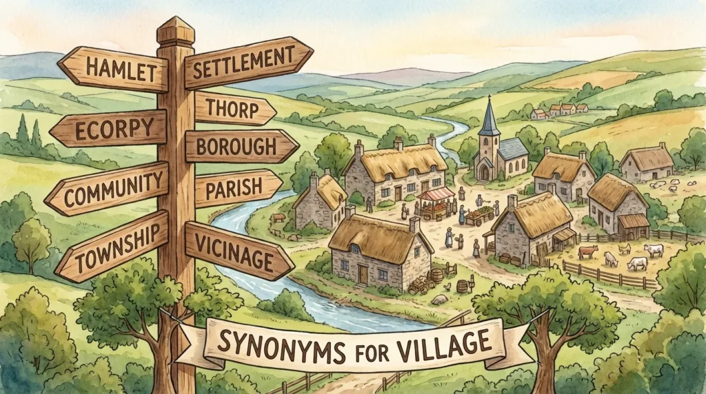 synonyms for village