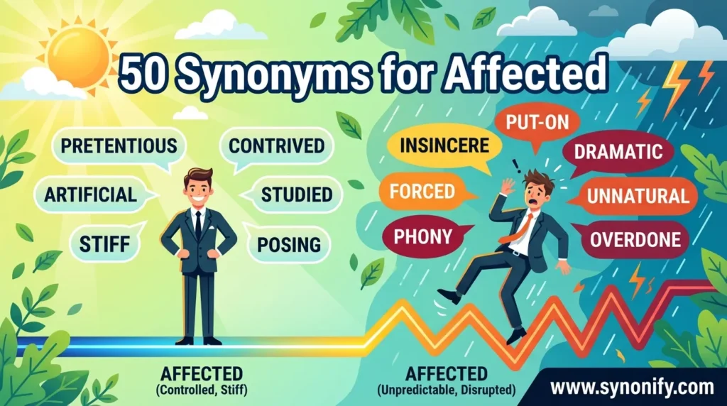 synonyms for affected
