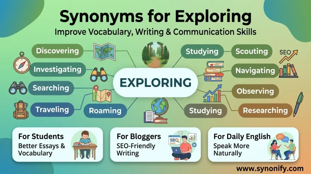 synonyms for exploring